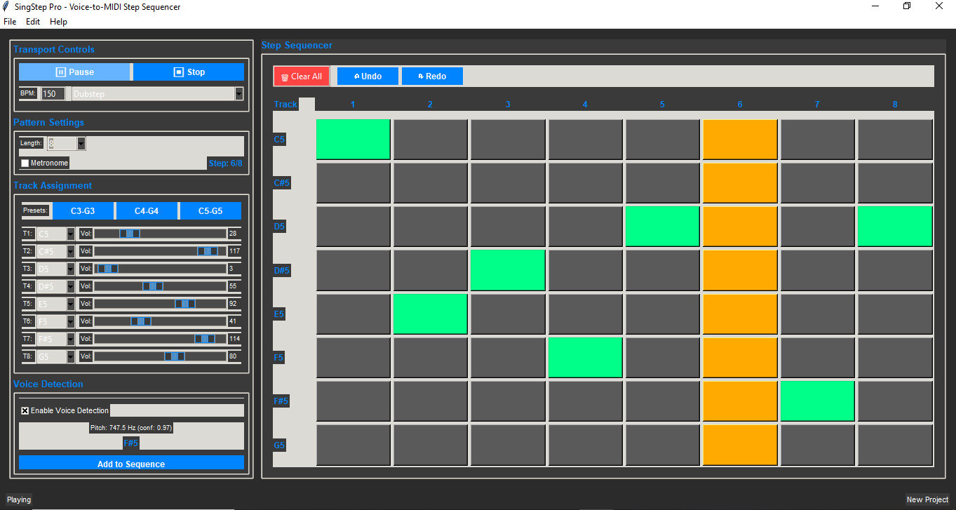 SingStep Pro Interface